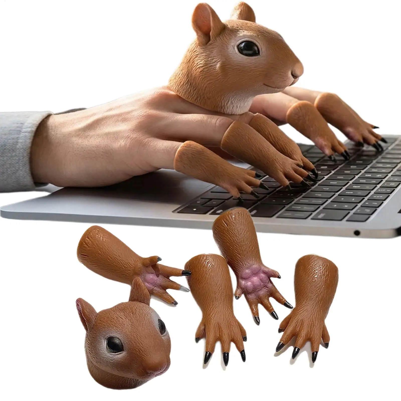 10pcs Mini Squirrel Finger Puppets Realistic Rubber Animal Hand Puppets Washable Interactive Storytelling Toys Fun Party Gifts