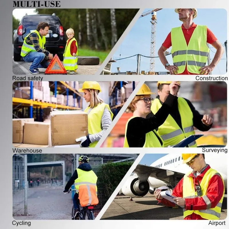 High Visibility Safety Vest - Construction Vest With 2 Reflective Stripes For Traffic Work, Running, Surveying And Guarding