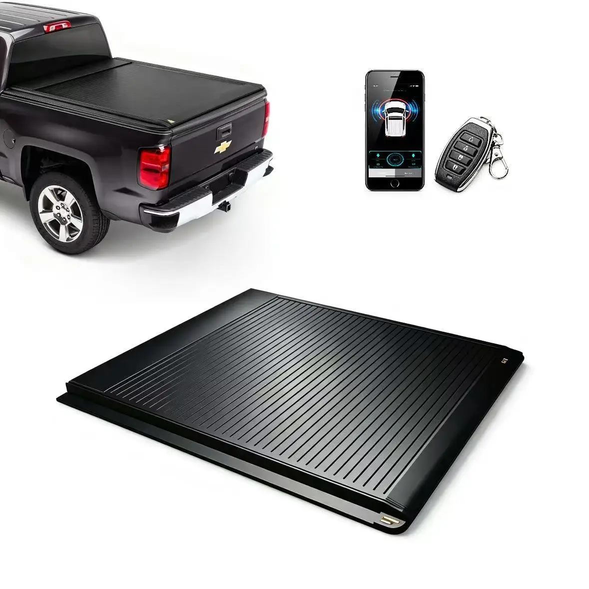 6.5ft Short Bed Electric Retractable Tonneau Cover All Weather Truck Topper For Chevrolet Silverado 2014+ Pickup Truck