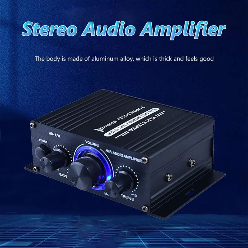 AK-170 Audio Power Amplifier Wireless HiFi Stereo Audio Power Amplifier 200W+200W with RCA Input Home Car Amplifier