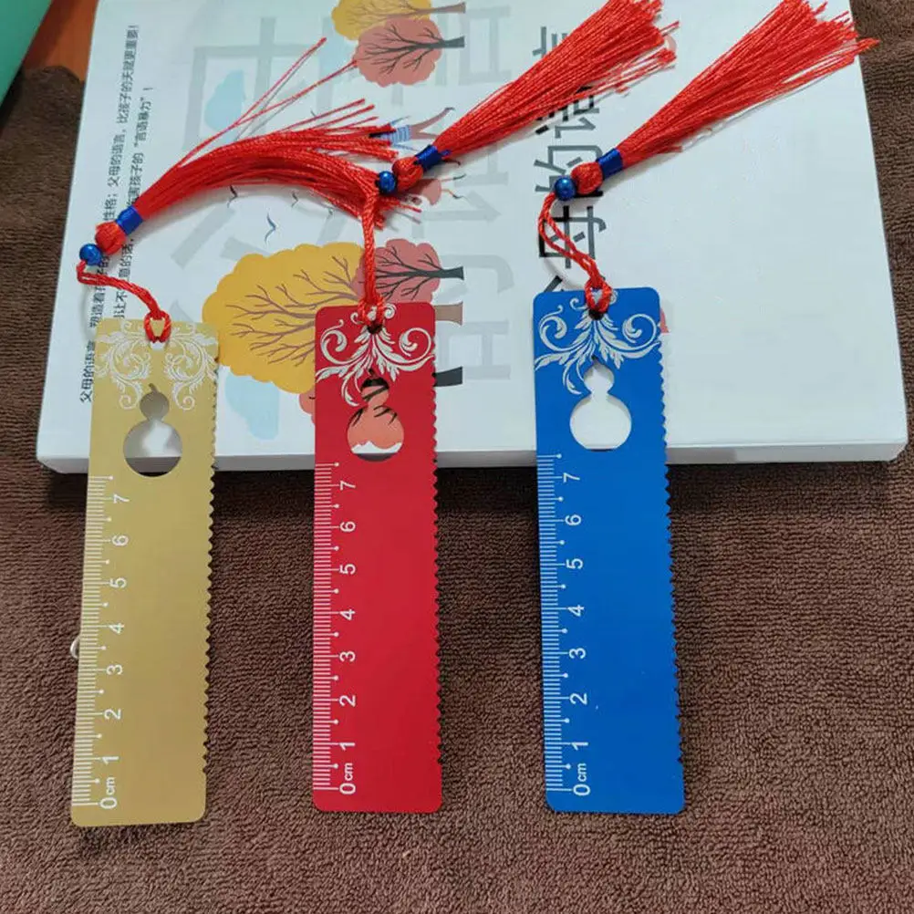 

Набор из 3 металлических закладок-линейек с кисточкой в китайском стиле, с ажурным узором в виде тыквы, функциональные маркеры для книг для чтения, для учителей и студентов