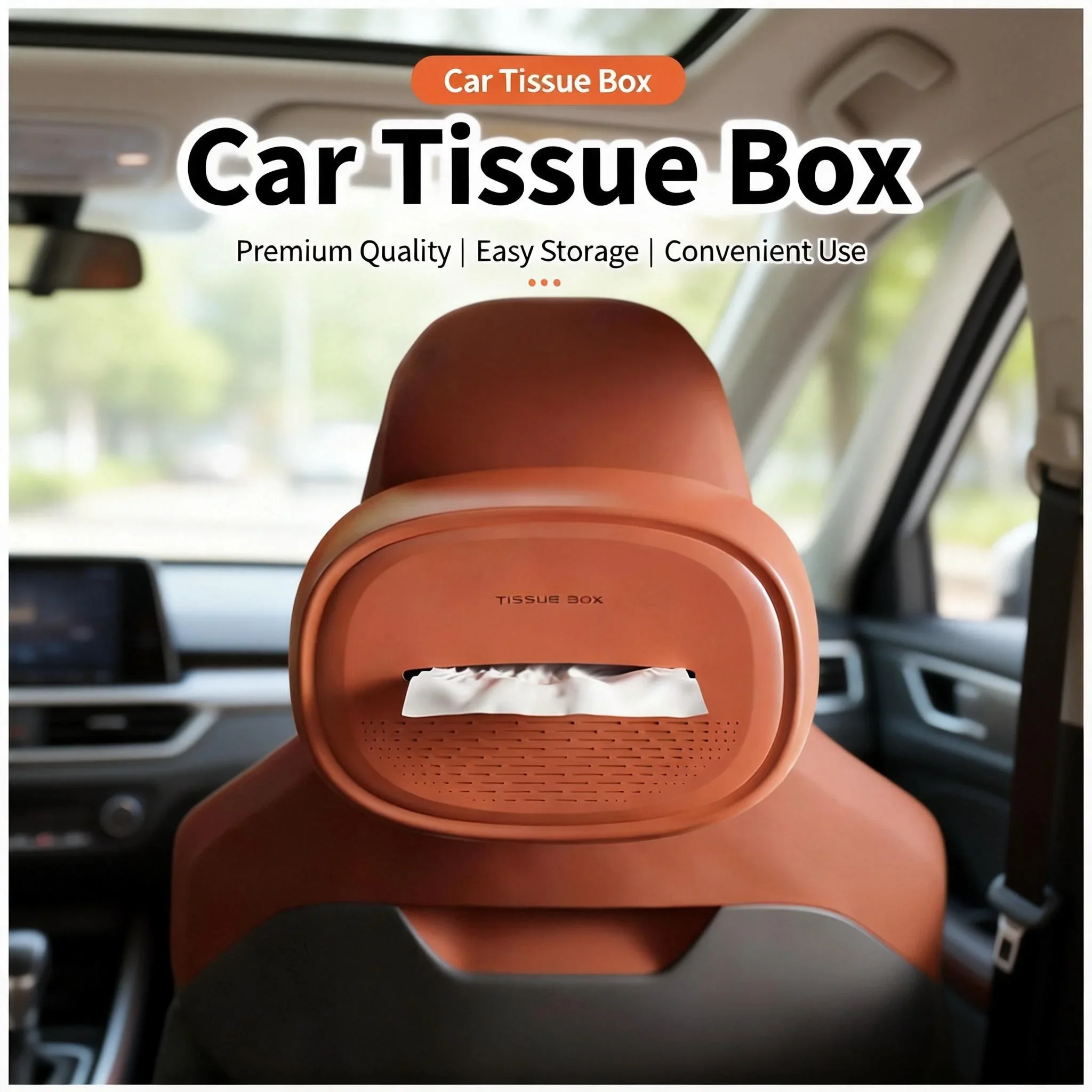 Auto-Taschentuchhalter aus PU-Leder, Servietten-Organizer für den Rücksitz, extra große Auto-Taschentuchbox