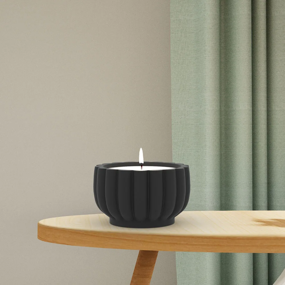 Silicone mold for Cement Stripe Petal-shaped Candle Jar Gypsum Resin Scented Candle Cup Romantic Atmosphere Jesmonite DIY Mold