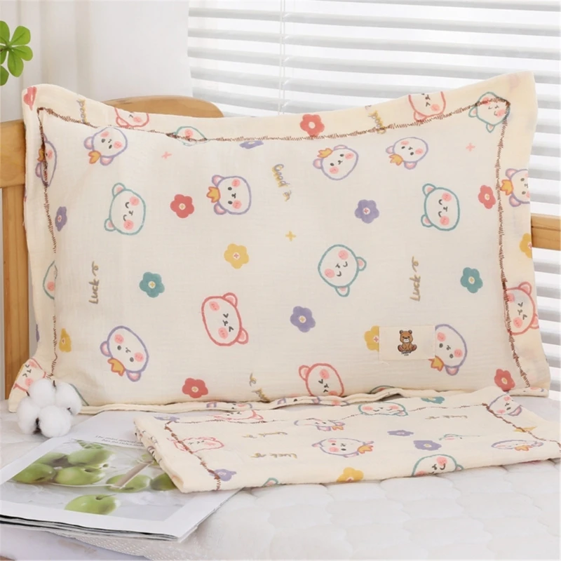 B2EB Sarung Bantal Kasa Lembut Anak-anak Sarung Bantal Ramah Kulit Set 1 Buah/2 Buah