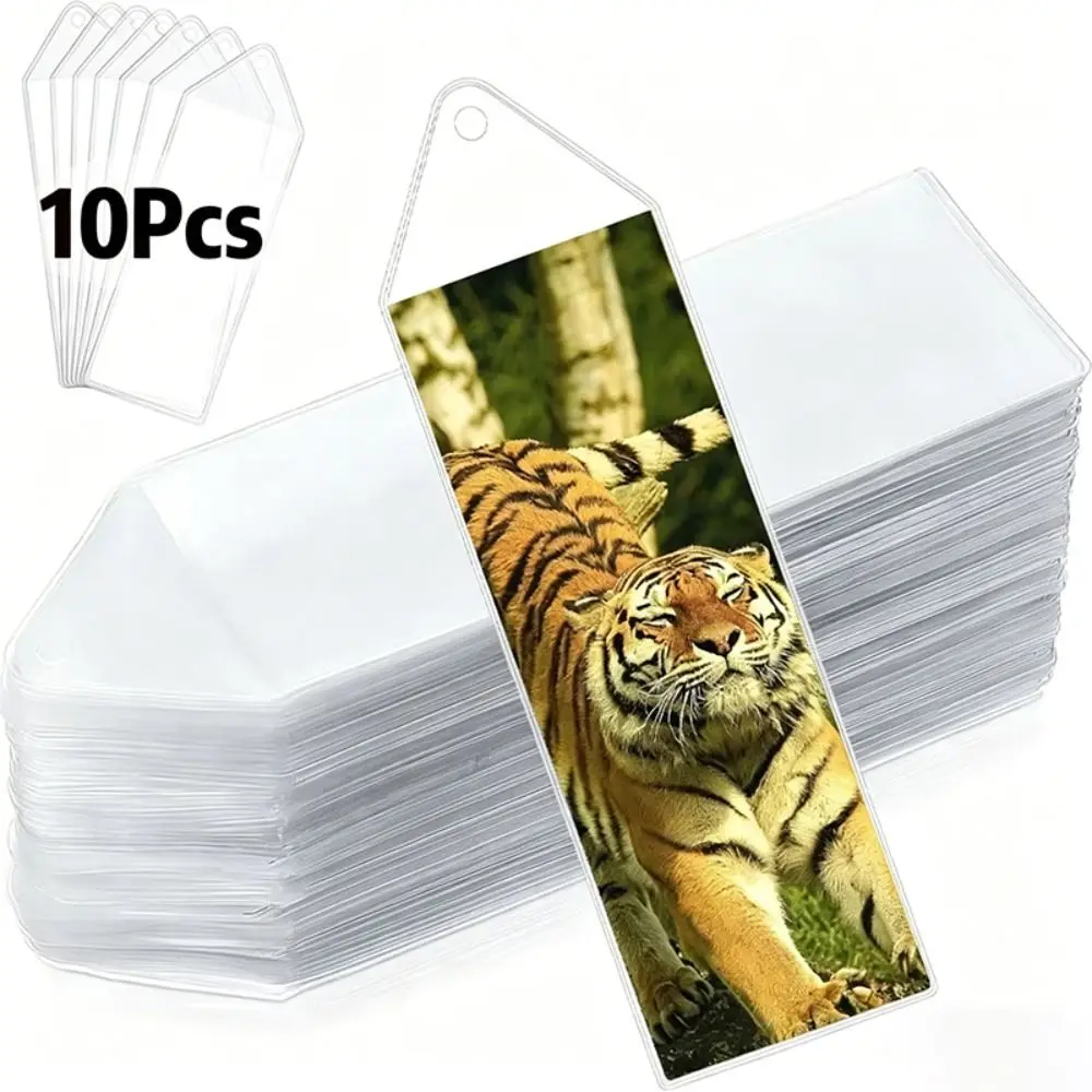 10Pcs PVC Bookmark Sleeves Double-Sided Clear DIY Photo Bookmarks DIY Photo Bookmark Holder with Hole Blank Picture Holders