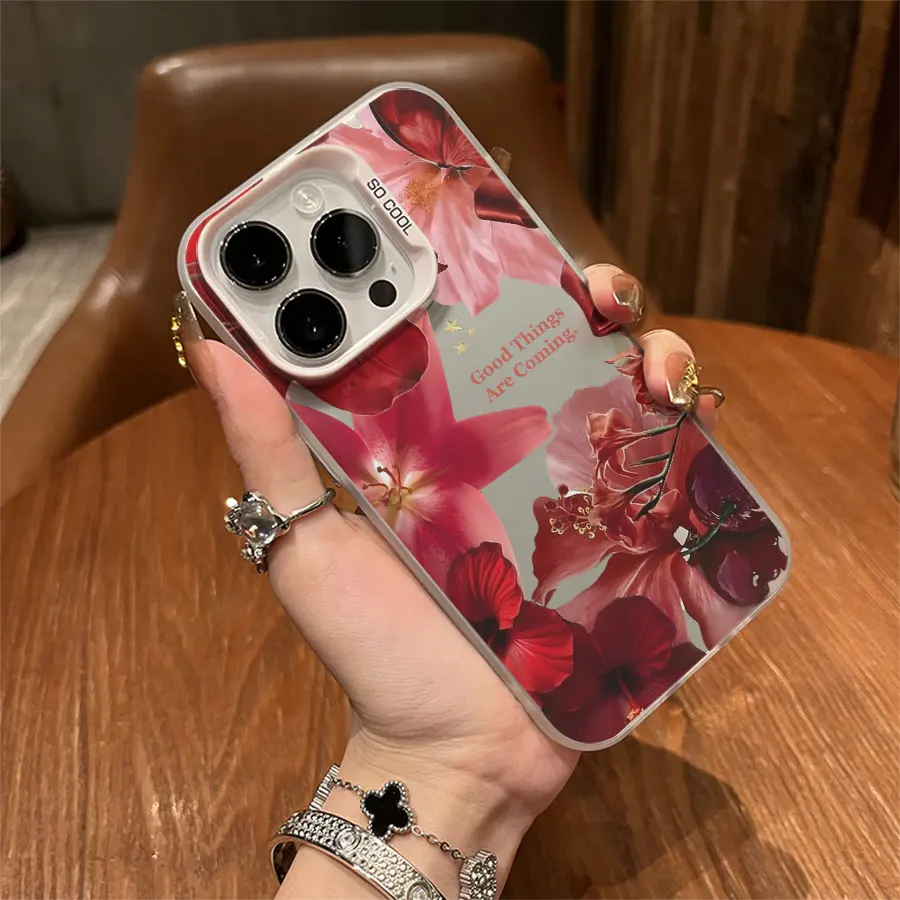 Red blooming flowers Phone for iPhone 17 to 11 Pro Max Plus
