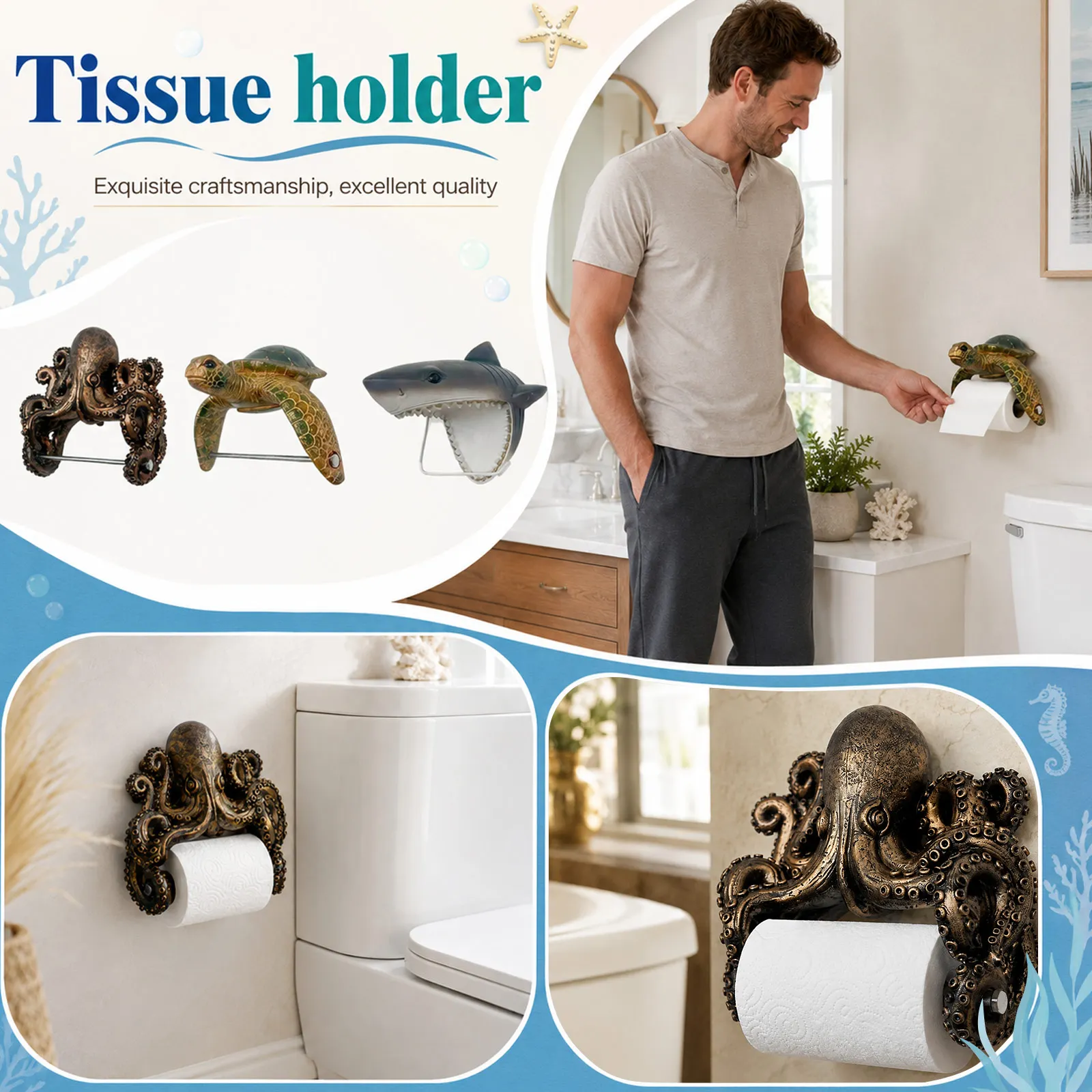 Ocean Toilet Paper Holder Cute Toilet Paper Holder Sea Turtle Wall Mount Bathroom Decor Beach Decorat For Lovers Gifts