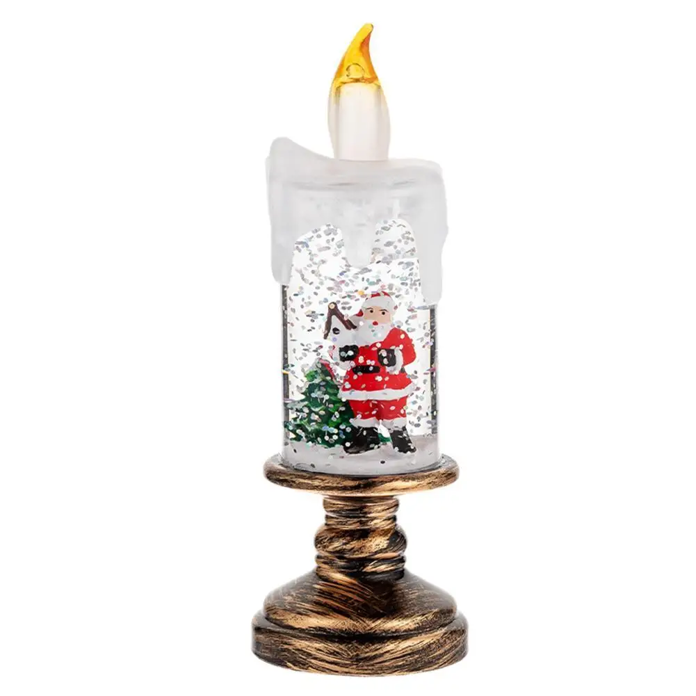 Christmas Flameless Candles Lights Christmas Flameless Waterproof Swirling Glitter Candle Lamp LED Night Light For Anniversary