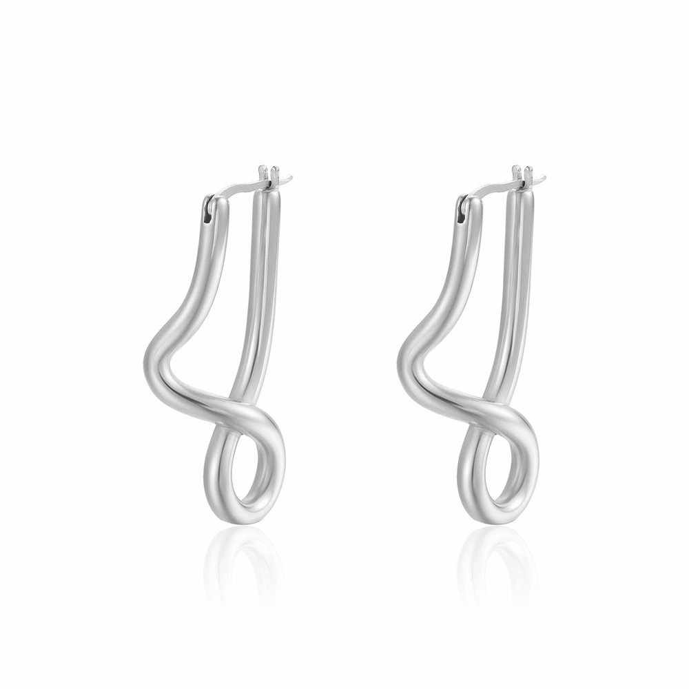 Stainless Steel Bend Twisted Delicate Fashion Silver Color And Gold Plated Stud Earrings Jewelry Gift For Women