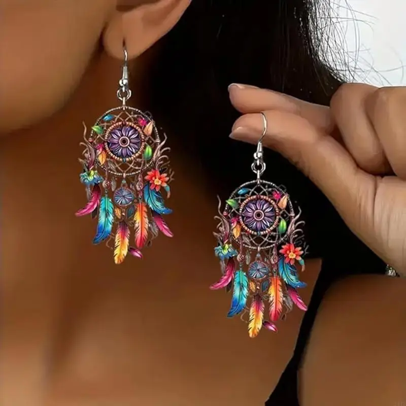 2025-Новые-богемские-снов-с-мечтами-Серьги-плюма-акриловый-богемный-шлейф-и-цветочные-серьги-для-женщин-красочный-ловчик-мечты