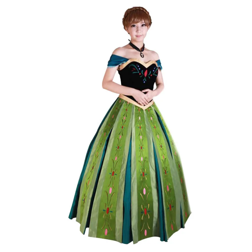 Disfraz de princesa Anna de hielo de Anime de lujo para Halloween, vestido de fiesta de escenario de Reina de la nieve de la corte europea y americana
