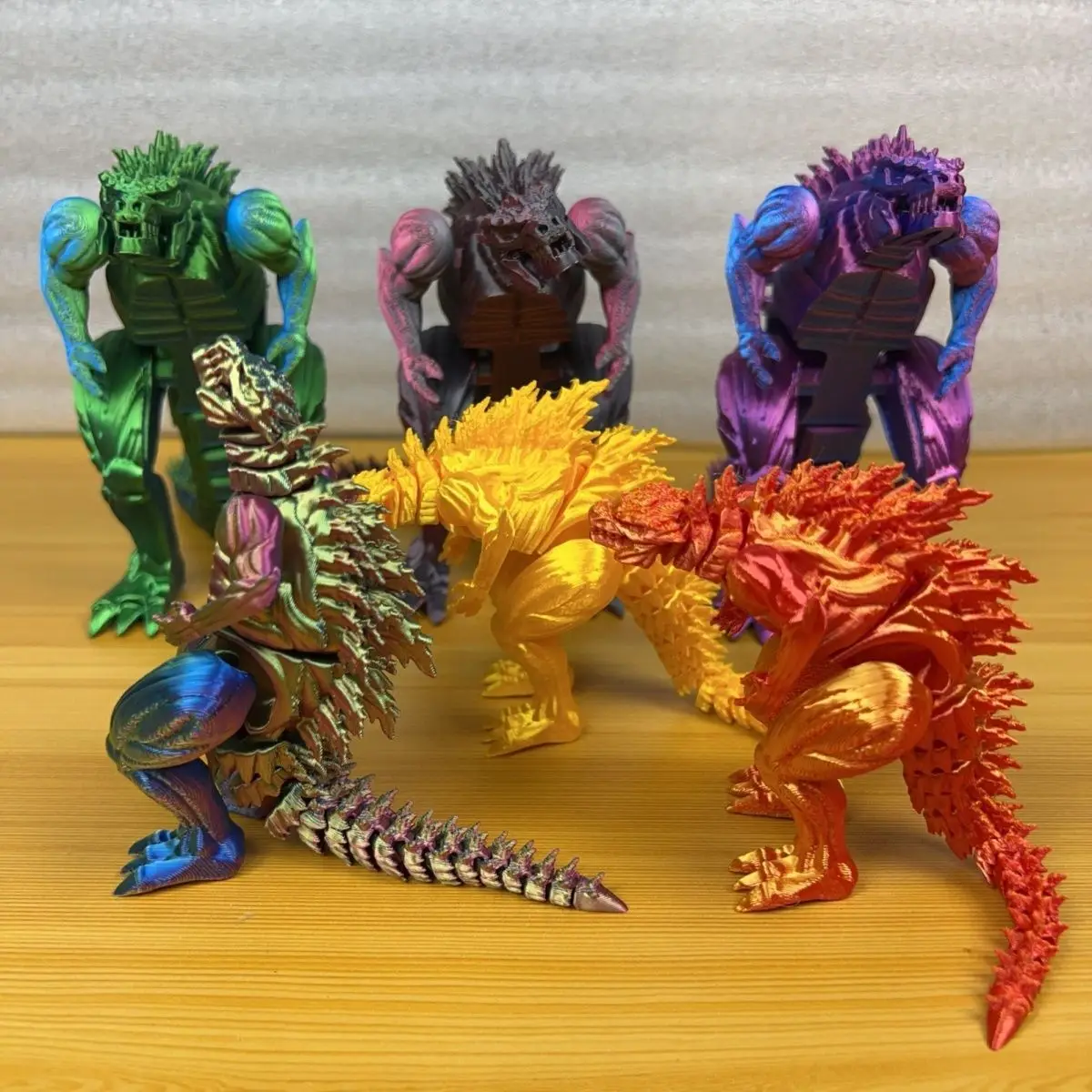 3D Printed Muscle Godzilla VS King Kong Q version Toys Monster Figure Action Joint Model Ornament Kids Gift 8cm