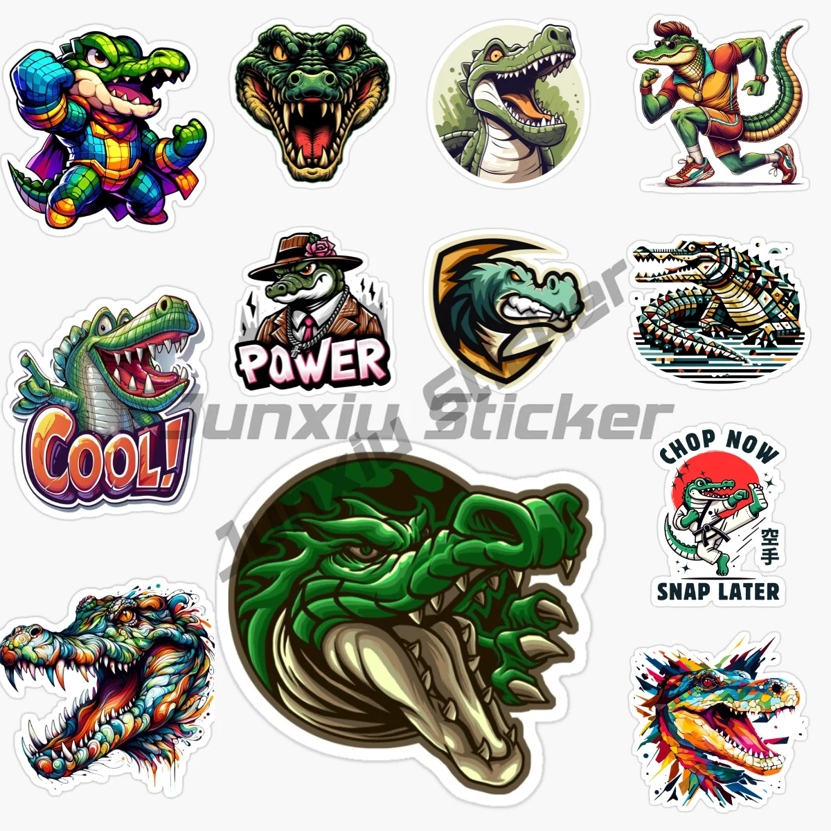 

Ferocious Strong Crocodile Sticker Laptop Car Window Truck Bicycle Van Helmet Racing PVC Vinyl Self-adhesive Decal Customizable