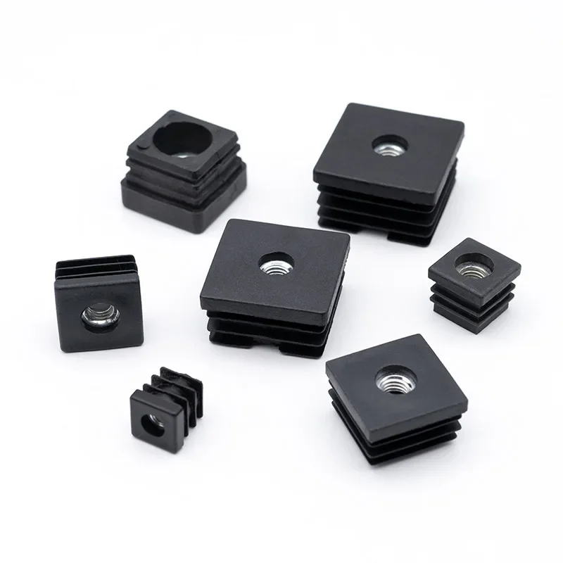 Pipe Plugs 15 16 19 20 25 30 38 40 50 Black Square Hole Plugs with Nut Hole Furniture Tube Cover Leg Blanking End Cover Caps image 3