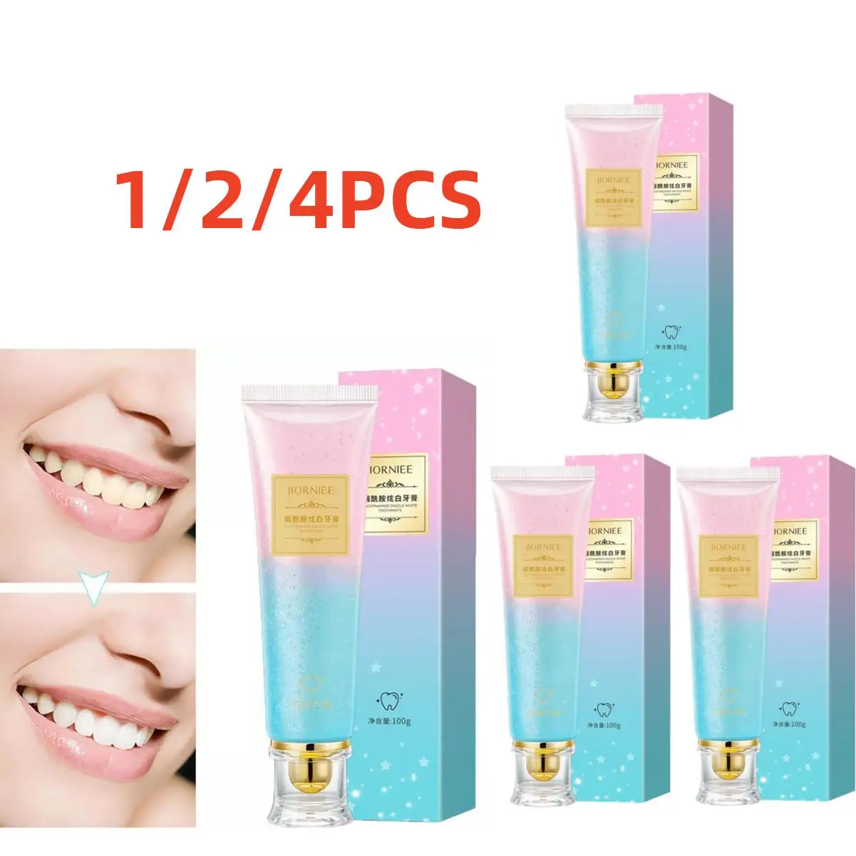 1/2/4PCS Niacinamide Toothpaste to Remove Tobacco and Yellow Dental Stain Fresh Breath Oral Care Teeth Whitening