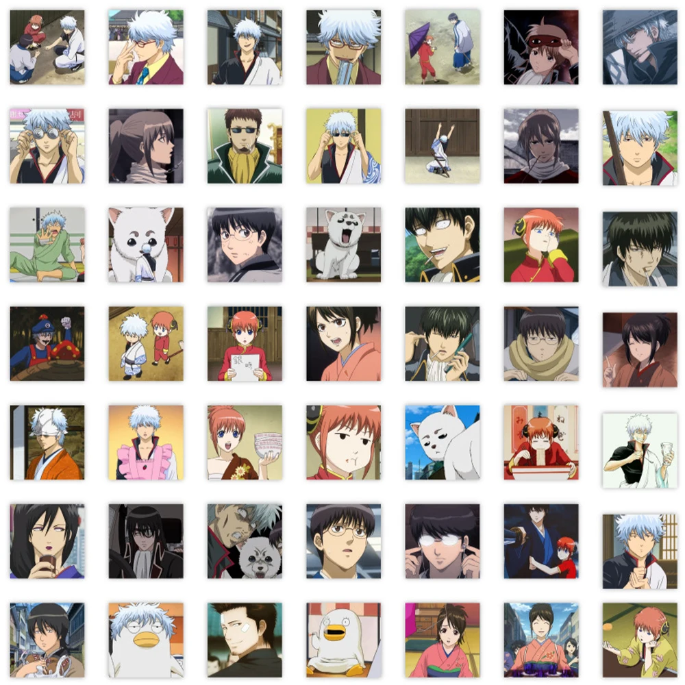 Anime Adesivos de Sakata Gintoki, Shimura Shinpachi, Gintama, Adesivos para Skate, Mala, Telefone, Decalques Okita Sougo, 10 PCs, 30 PCs, 59PCs