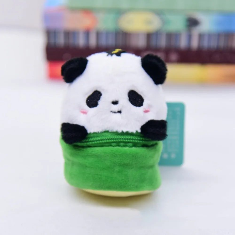 Portamonete in peluche con tubo panda Ciondolo bambola panda Portachiavi in peluche simpatico cartone animato alla moda Portafoglio zero Regalo per bambini