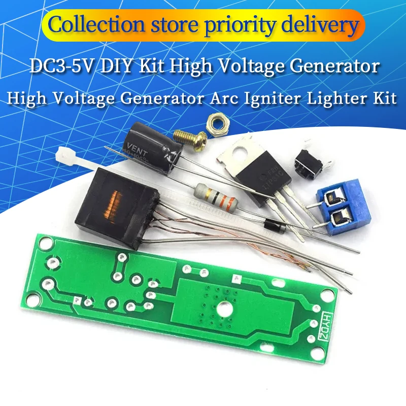 DC3-5V DIY Kit High Voltage Generator Arc Igniter Lighter Kit for DIY Electronic Production Suite