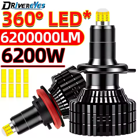 360 CSP H7 LED Car Headlight Bulb Canbus 6200W 6200000LM Super Mini H11 H8 H9 H1 9005 HB3 9006 HB4 9012 HIR2 6000K 12V For Lens
