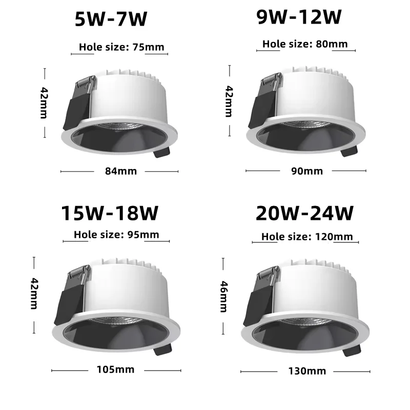 LED downlight high light efficiency ceiling light anti-glare spot light corridor lighting in living room and bedroom 5W 7W 9W12W