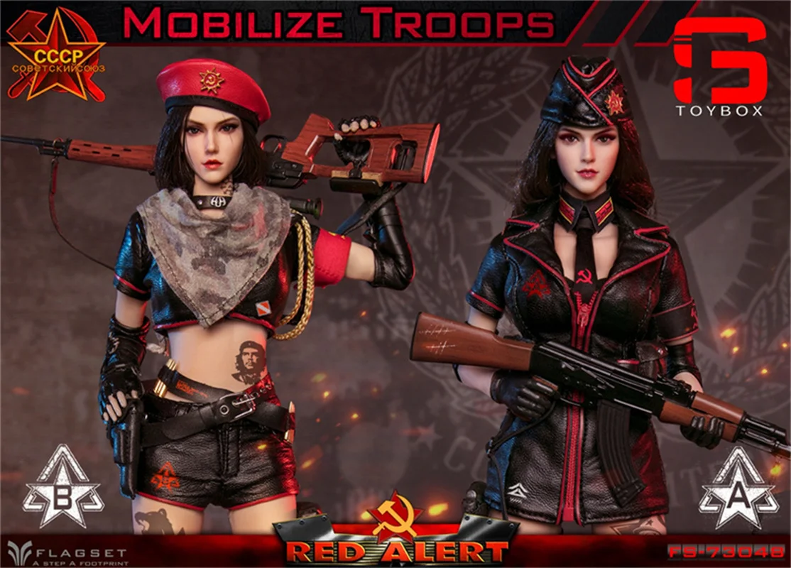 In Voorraad FLAGSET FS-73048 1/6 Red Alert Sovjet Sniper Action Figure 12 "Vrouwelijke Soldaat Action Beeldje Volledige Set Collectible speelgoed