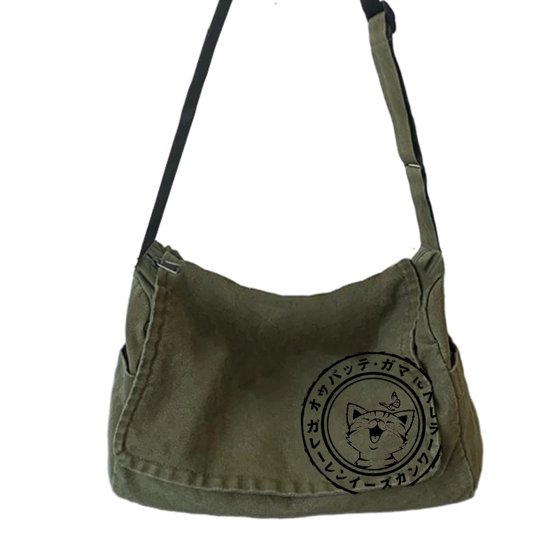 Japanische Leinwand Tasche Katze Druck frauen Schulter Tasche Große Kapazität Tote Umhängetasche Laptop Tasche Weibliche Hobo Tasche Reise