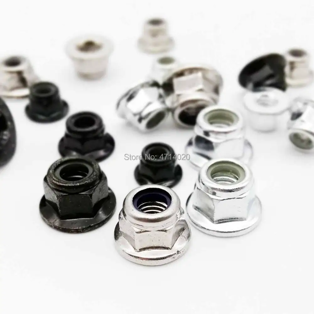 M3 M4 M5 M6 M8 M10 M12 Black Carbon 304 A2 Stainless Steel Hex Flange Nylon Insert Lock Nut Self-locking Nylock Locknut