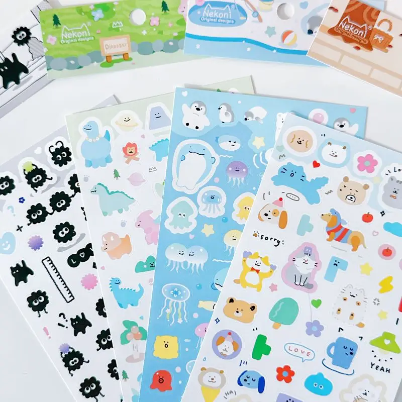 

Корейские импортные двухслойные креативные наклейки NEKONI с милыми животными для скрапбукинга, DIY, дневников, декора и канцелярских принадлежностей