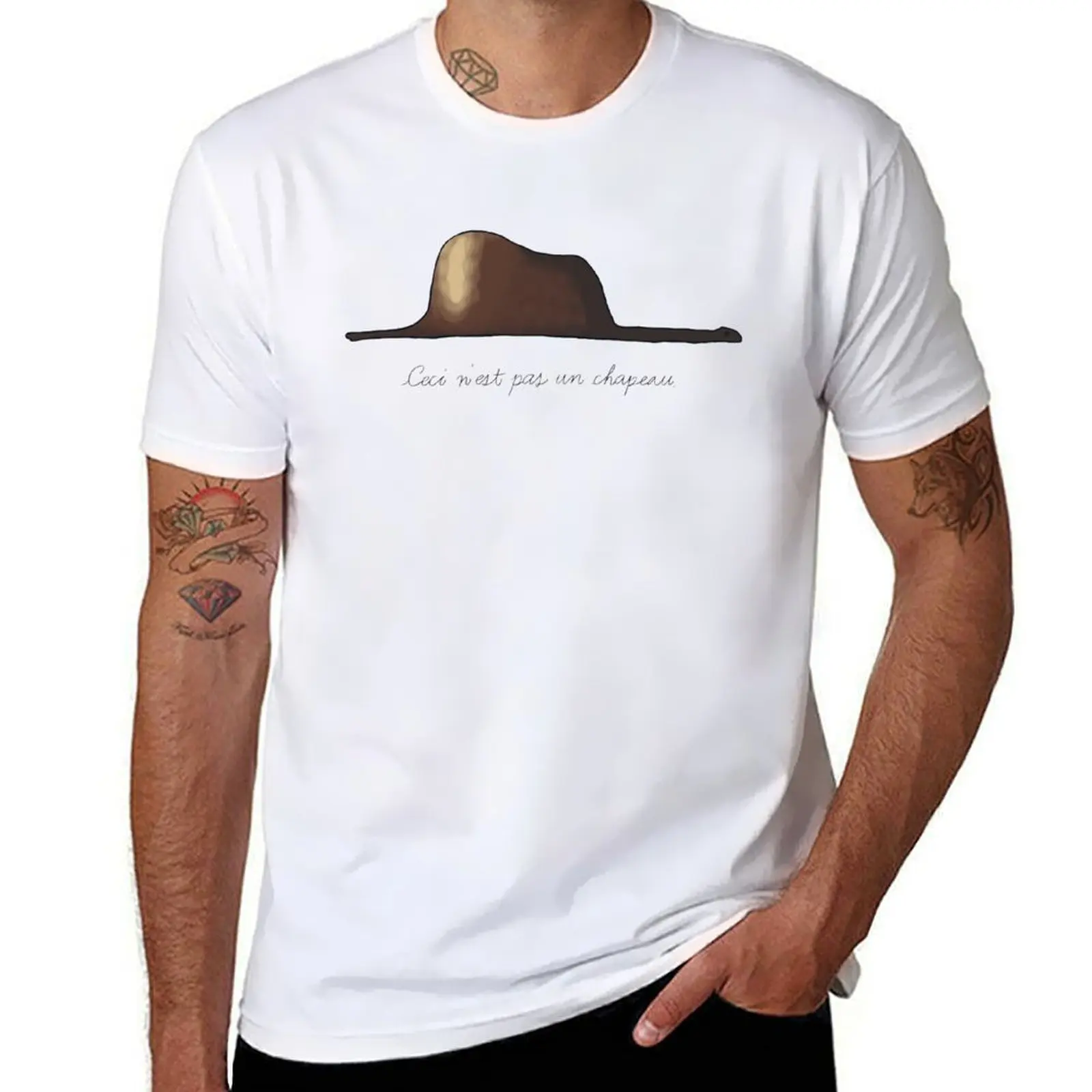 Ceci ne pas un petit chapeau camiseta engraçado t camisas homem homem t camisas de alta qualidade marca luxo camiseta