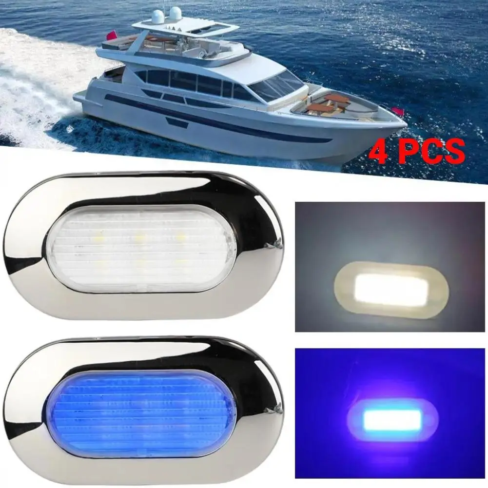 4PCS LED Courtesy Light Step Lights Accent Utility Lighting Surface Mounted  For Boat Yacht RV Walkway Lights 12V