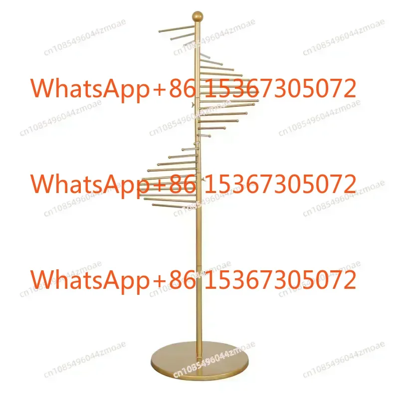 

Golden Scarf Shelf Floor Display Rack Creative Hanging Silk Scarf Display Rack Clothing Store Multi-functional Round