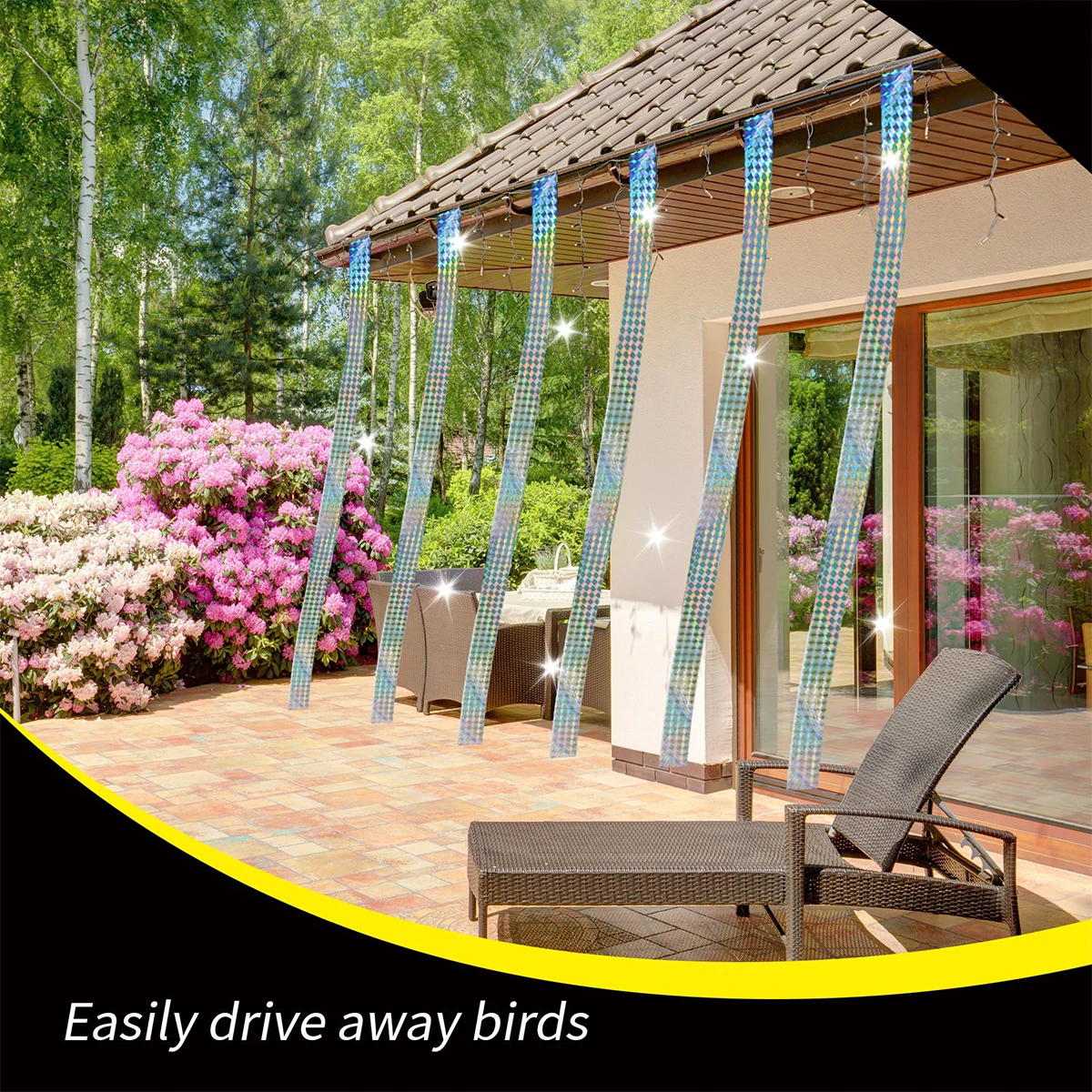 Bird Scare Tape Weatherproof Reflective Seagull Ribbon Balcony Patio Deterrent Reusable Goose Garden Farm Orchard Courtyard