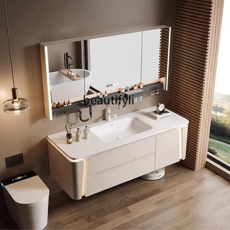 

Y13 Integrated washstand, cream wind smart oak paint bathroom cabinet combination, hand pool customization