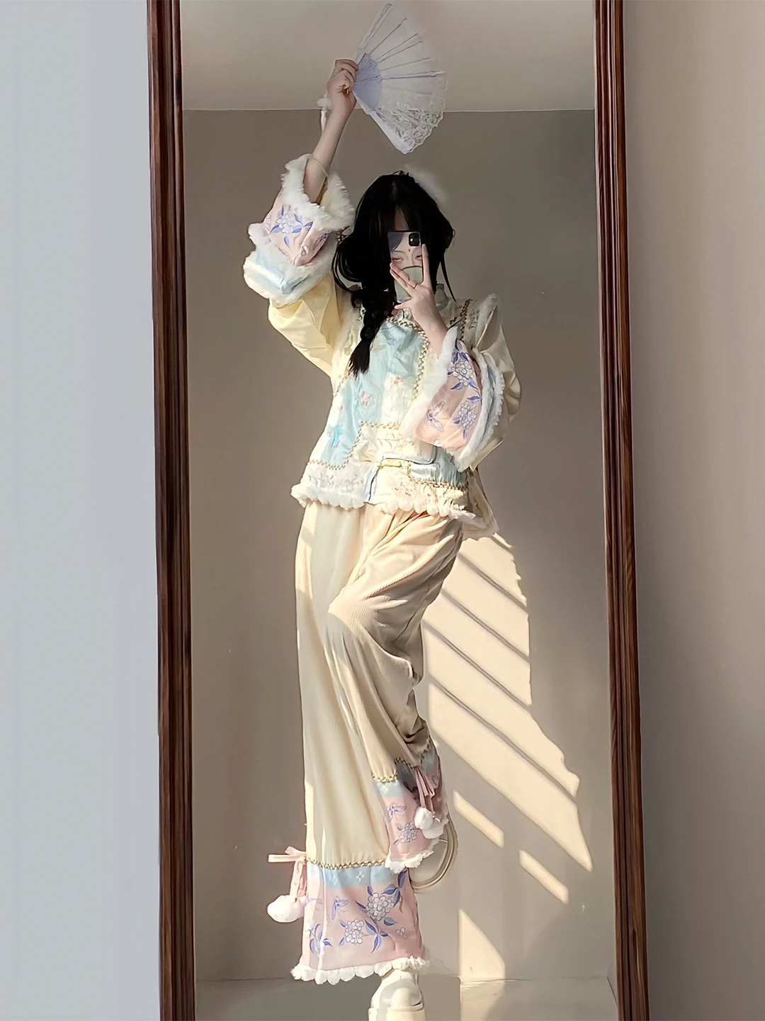 Thickened Embroidered Hanfu Set Women's Traditional Chinese Costume Underarm Padded Autumn Winter Fashion Retro Style