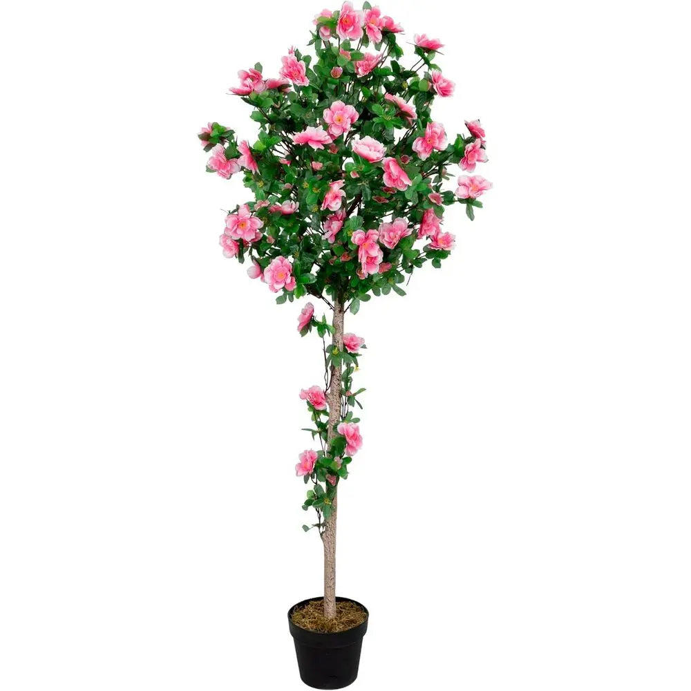 

54.5 Inch Tall Artificial Green and Pink Azalea Decorative Potted Trees