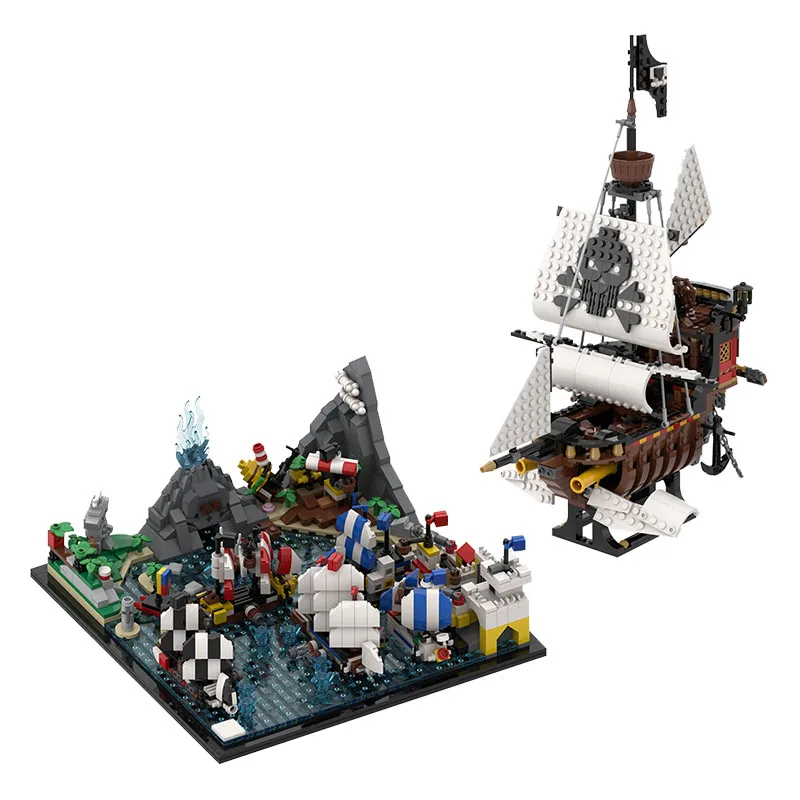 

Buildmoc Creative Pirate Boat Black Pearl Silent Mary Ideas Classic Pirate Architecture Model Building Blocks Toys Gift For Kid