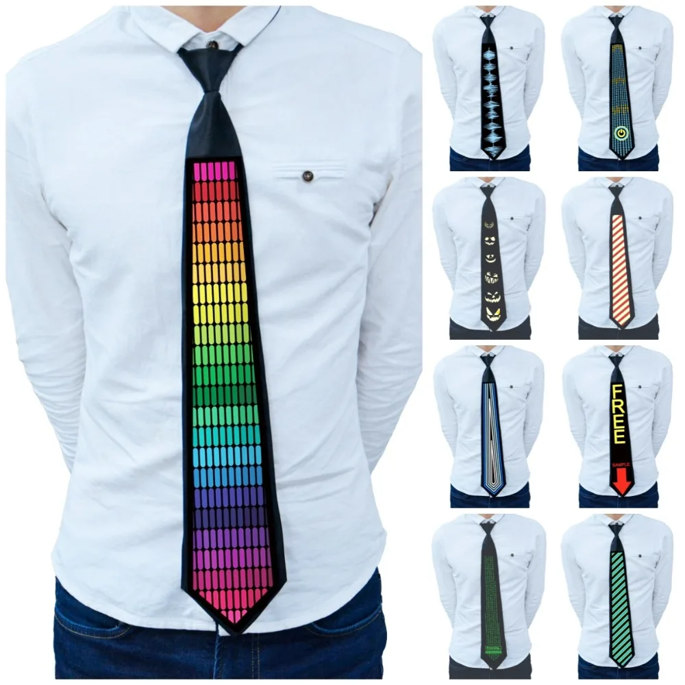 

Модный узкий галстук с LED-подсветкой «Радуга», регулируемый, светящийся, для рейв-вечеринок, неоновый, в стиле хип-хоп, светящийся галстук для музыкальных фестивалей