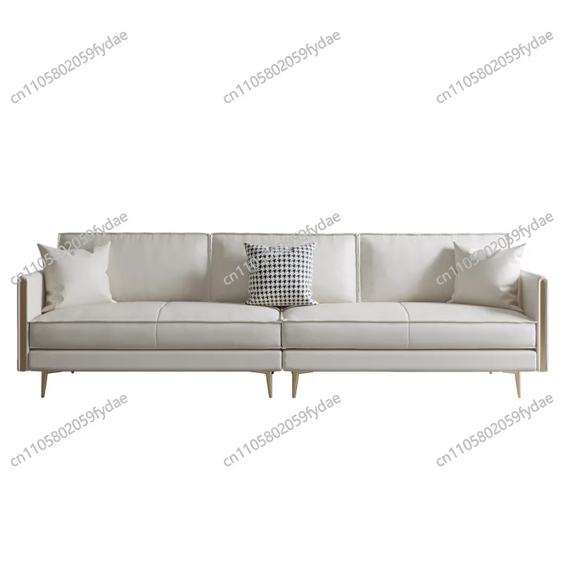 The first layer of cowhide Nordic living room small apartment sofa Italian minimalist modern light luxury leather down