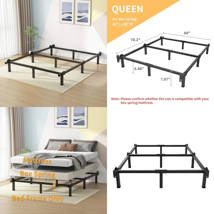 

Metal Bed Frame, 9-Leg Bed Base, 8 Inch Support for Box Spring,,Easy Assembly