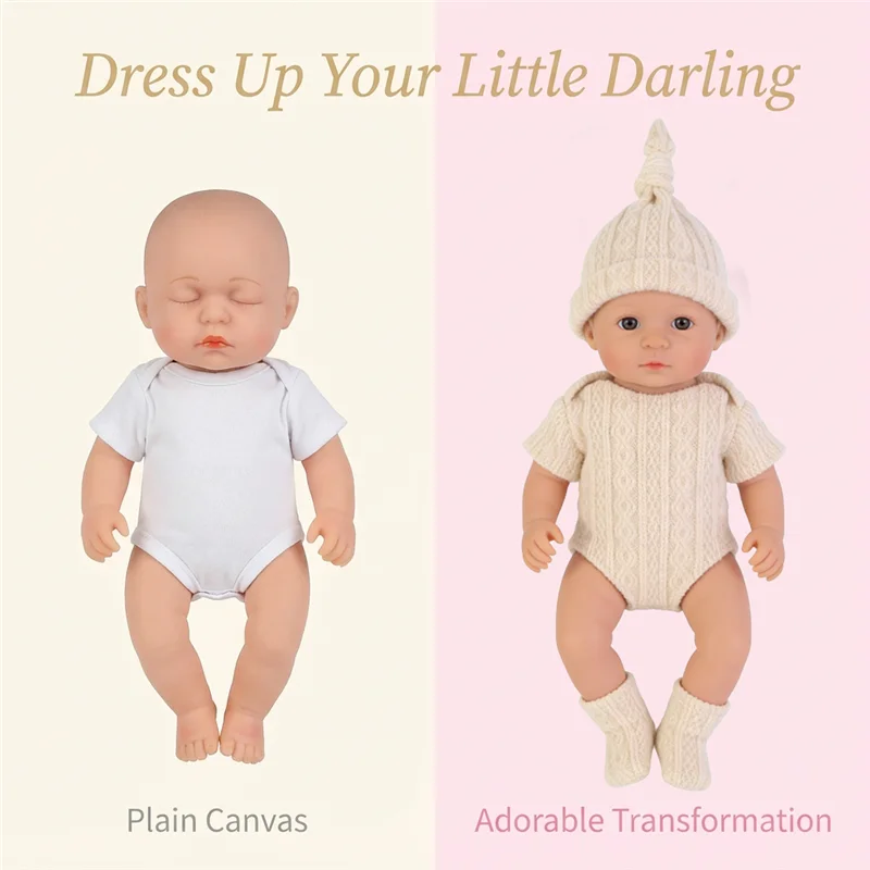 Mini poupées reborn de 20 cm (7 pouces), tenues, vêtements, peau, adorable poupée bébé, tout-petit, string, combinaison, pantalon, chaussettes en peluche, chapeaux, ensemble de vêtements