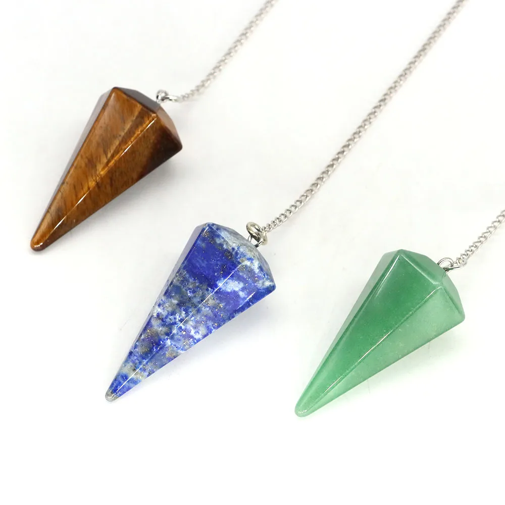 7 Chakra Pendulum Natural Stones Healing Crystal For Wicca Divination Witchcraft Dowsing Reiki Quartz Jewelry Pendants Wholesale