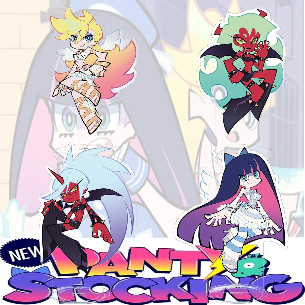Cool Panty Anarchy 15cm Acrylic Stand New Panty Stocking Daten City Chaos Story Desk Decoration for Cult Fans keychain