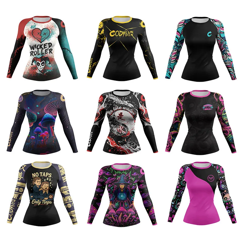 Cody Lundin Ladies Women Rash Guard Gym Clothing MMA Compression Sportswear Jiu Jitsu Rashguard T-shirts Boxing Grappling Shirt