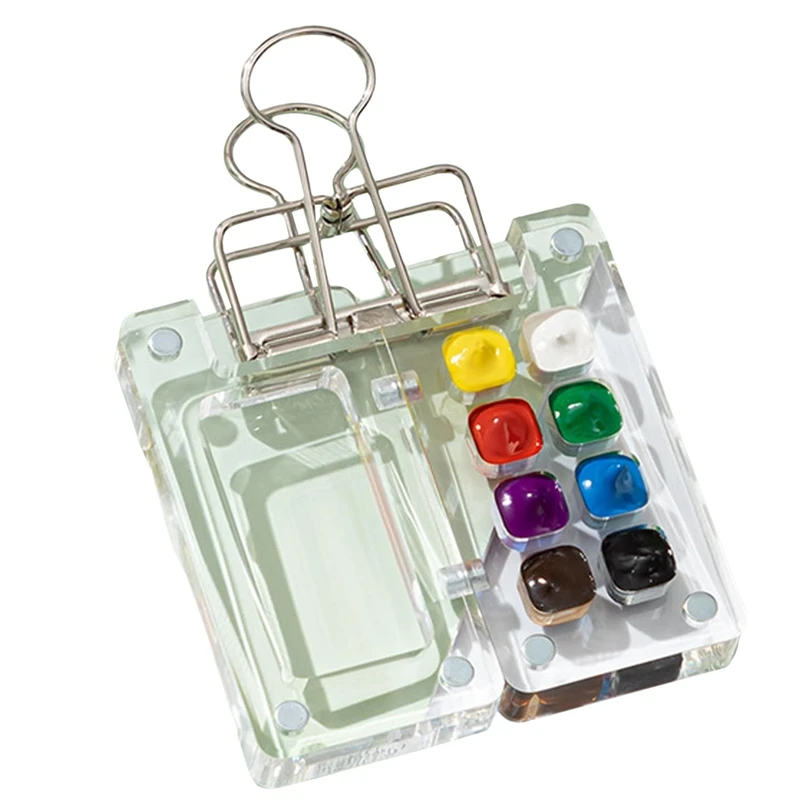 BEDW-paquet de Palette de peinture prête à l'emploi pour voyage, Mini Palette de peinture de voyage acrylique, Mini Palette de peinture de voyage avec Clips de reliure