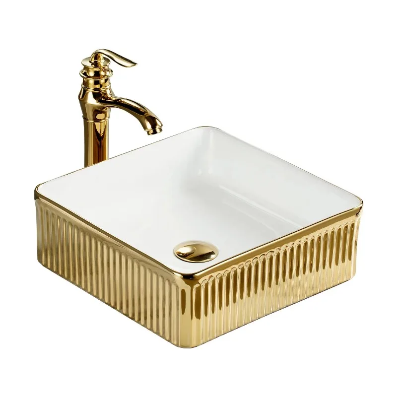 

Ceramic art basin South East Asia style sink with gold and silver plating potty