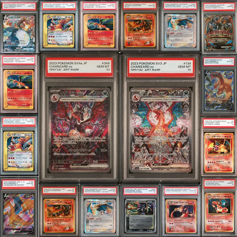 

DIY Ptcg 1, японские прокси-карты Pkm Asic # 6 Charizard-Holo Charizard Design Version Series Signature Sets C Игровые аниме-карты