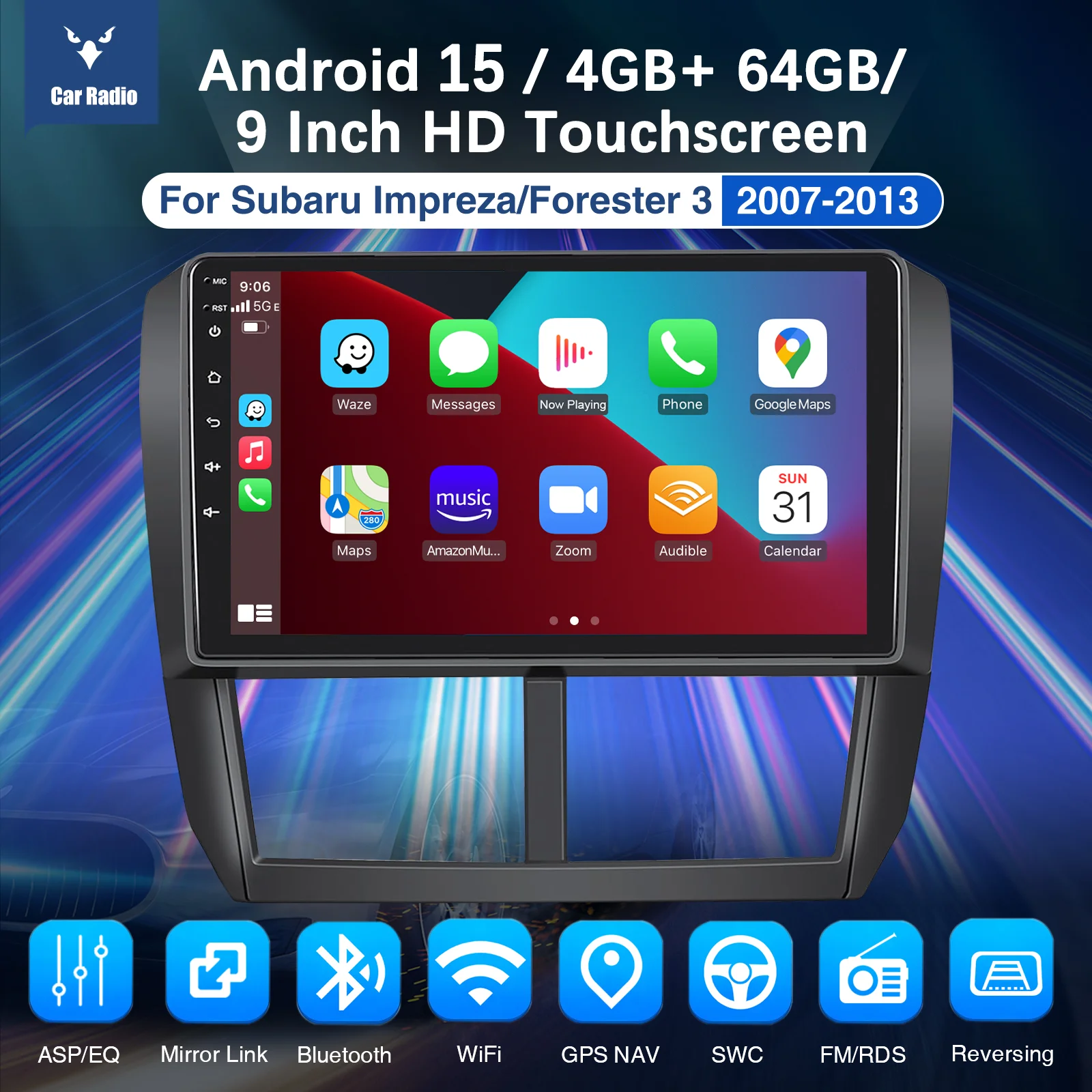 أندرويد 15 راديو السيارة مشغل وسائط متعددة لسوبارو فورستر 3 SH WRX 2007-2013 لسوبارو امبريزا GH GE 2 Din GPS رئيس وحدة DSP #2