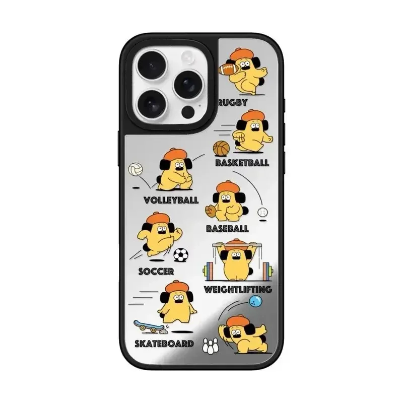 Cartoon Baseball iPhone 11 12 13 14 15 16 Pro Max Mirror Surface MagSafe Case Cover Shell