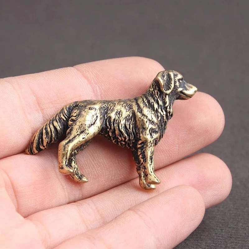 Antique Copper Hound Figurines Miniatures Desktop Ornaments Zodiac Animal Dog Small Statue Tea Pet Home Decorations Puppy Crafts