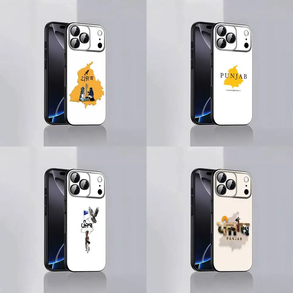

State India Punjab MAP Phone Case For iPhone 17,16,15,14,13,12,Pro,Max,Plus,E,SE4,Air,Mini Black Soft Cover